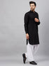 Men's Black Cotton Blend Pathani Suit Set